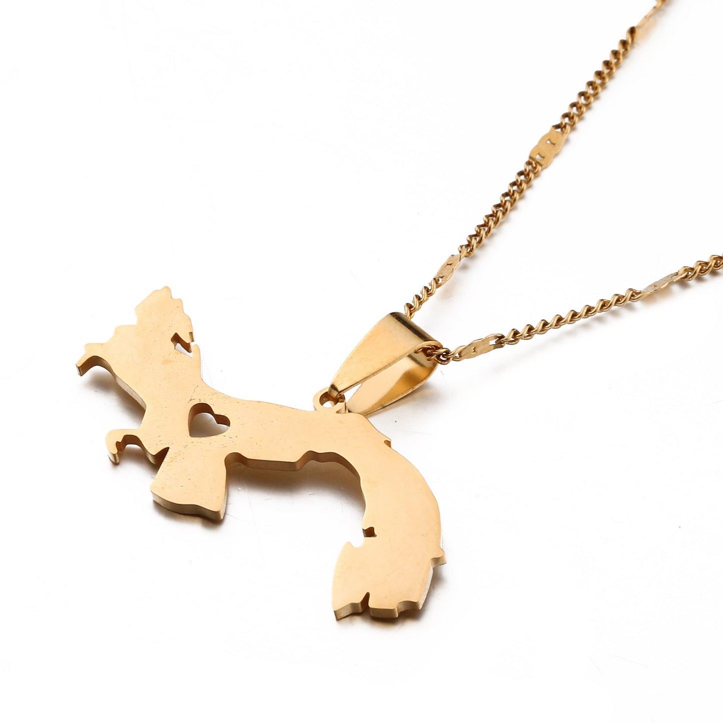 Panama Map Gold Stainless Steel Necklace