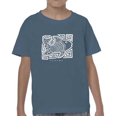 PANAMA FISH KIDS T-SHIRT (WHITE PRINT)