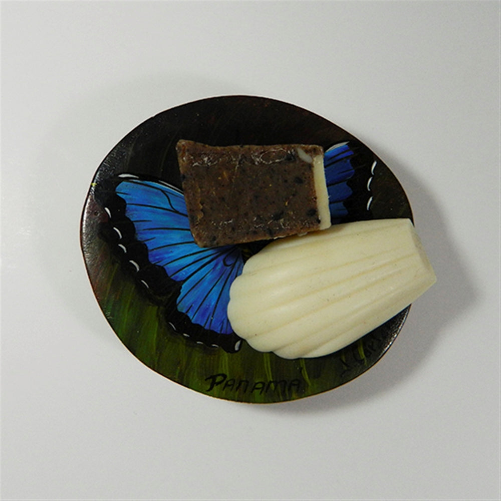 Handpainted Wood Tray Butterfly Soap