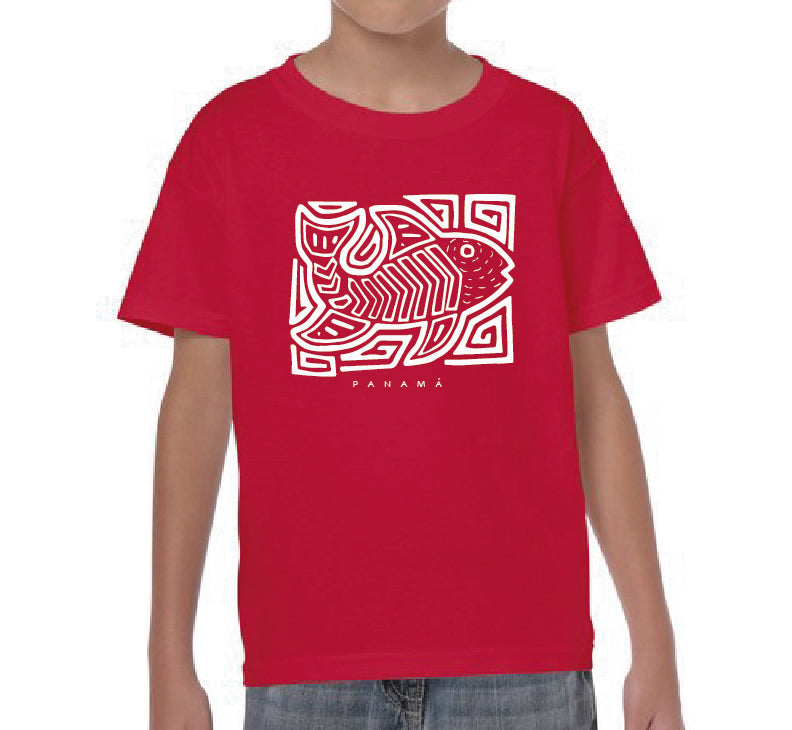 PANAMA FISH KIDS T-SHIRT (WHITE PRINT)