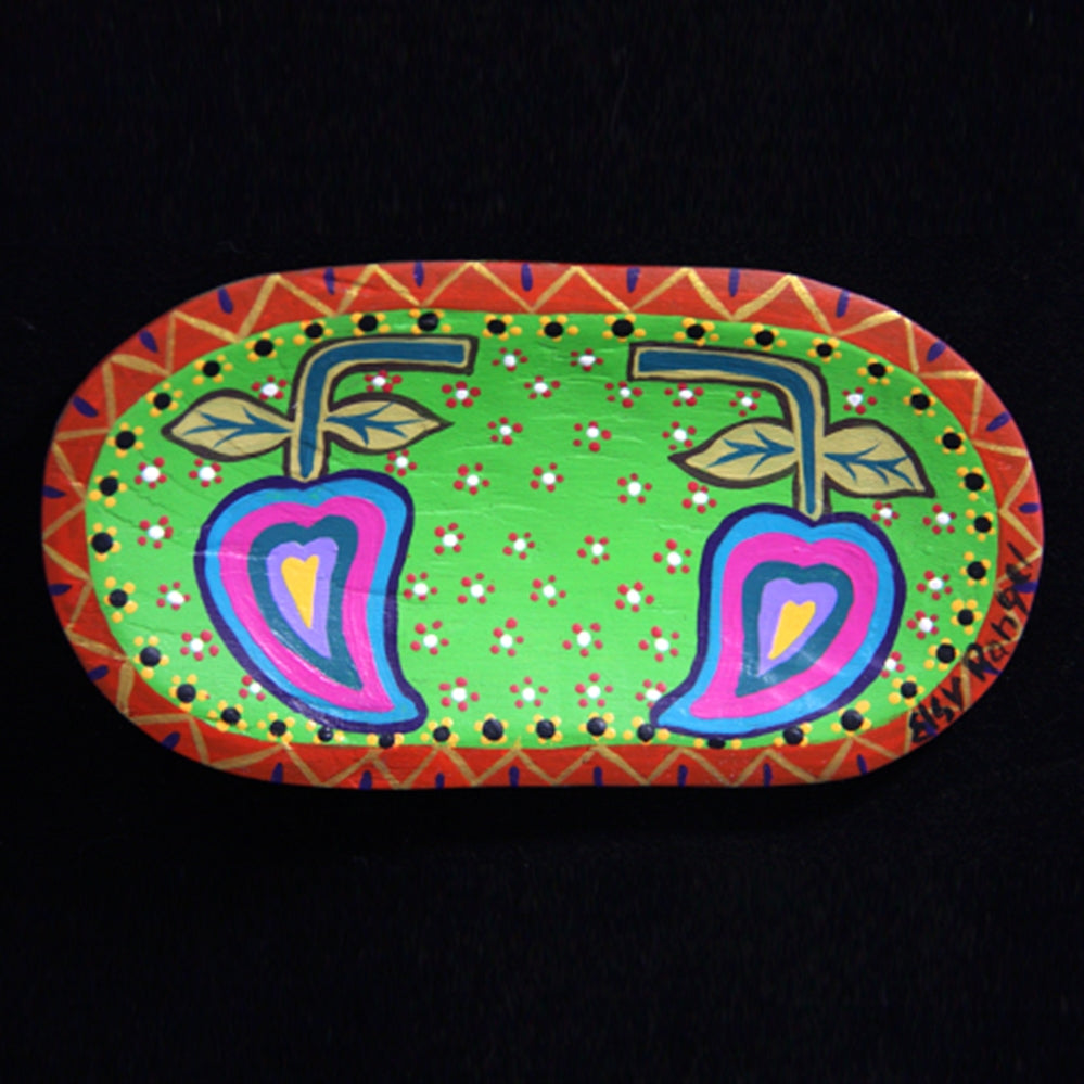 Loving Mangoes Hand-Painted Carved Wood Batea Tray