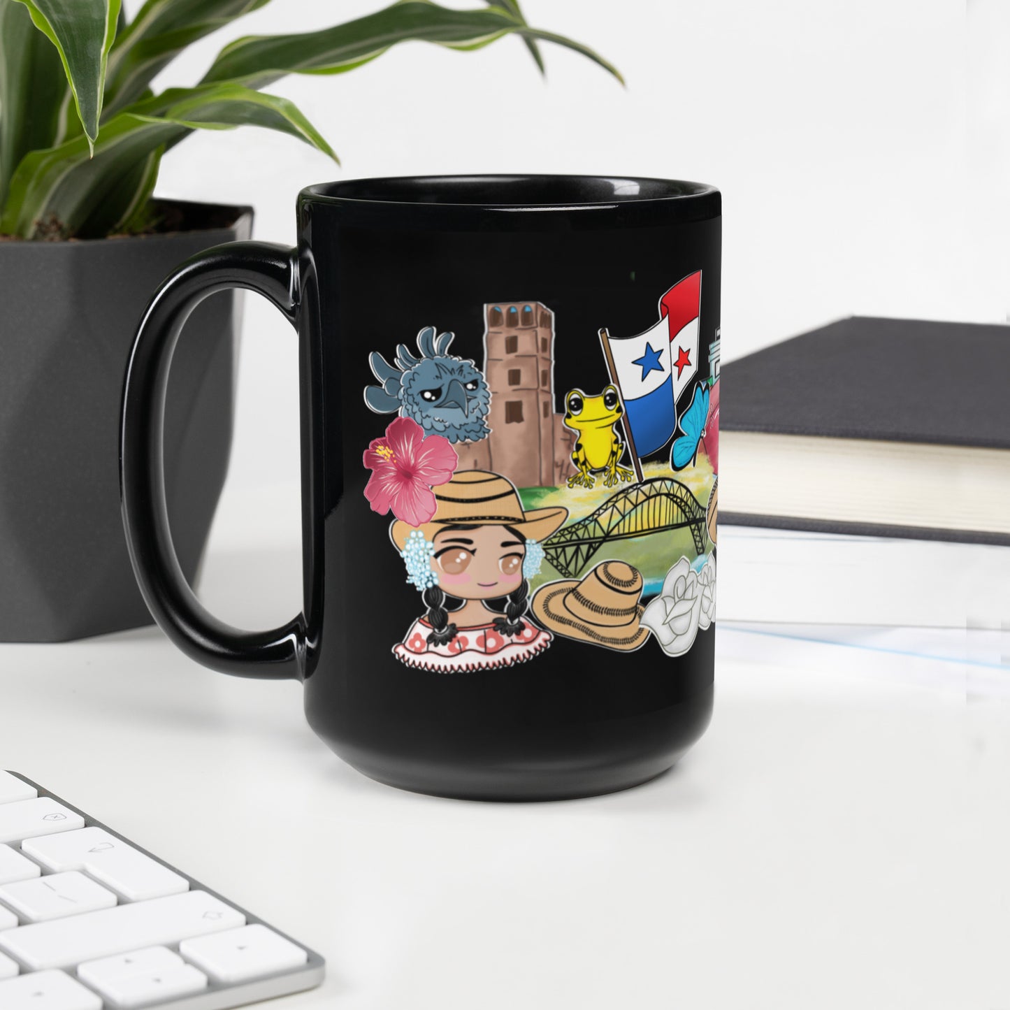 Panama y Amigos Black Glossy Mug