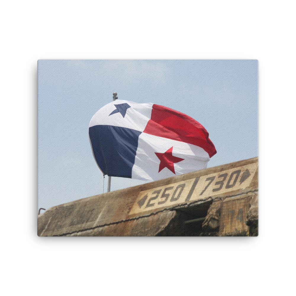 Panama Flag at the Panama Canal Photography on Canvas